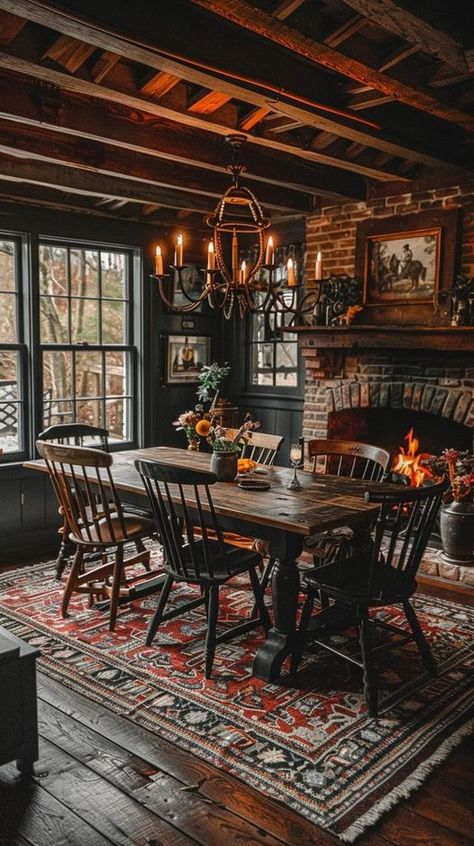 Cozy Gothic Aesthetic, Vintage Homes Interior, Vintage Rustic Interior Design, 19th Century Homes Interior Design, Outlander Inspired Living Room, Earthy Cozy Home, Old House Design Interior, Salvatore House Aesthetic, Moody Southern Home