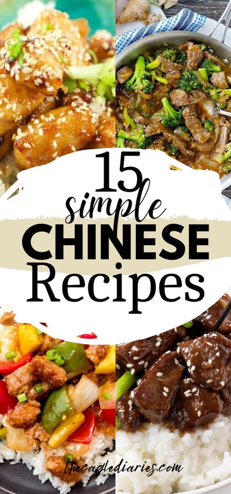 Easy to make at home Chinese Food favorites! Ditch the take-out, these recipes make it too easy to perfect at home (and they're quick too!) #chinesefood #chinese #chinesetakeout #recipes Simple Chinese Recipes, Easy Chinese Food Recipes, Easy Chinese Food, Must Try Recipes, Chinese Dishes Recipes, Real Chinese Food, Chinese Food Menu, Healthy Chinese Recipes, Chinese Food Recipes