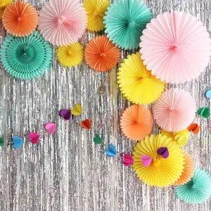 Paper Leaf Garland | Blue Bridal Shower | Blue Garland | Decoration | Party - 13 Blue Garlands - Aliexpress Streamers Party, Paper Pinwheels, Halloween Party Props, Birthday Garland, Wedding Fans, Pastel Paper, Scary Halloween Decorations, Paper Fans, Diy Valentines Gifts