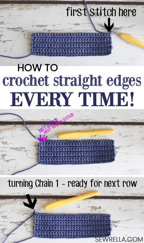 Crochet Straight Edges, Making A Blanket, Crochet Hack, Beginner Crochet Tutorial, Beginner Crochet Projects, Crochet Lessons, Crochet Stitches For Beginners, Crafts Crochet, Crochet Tips