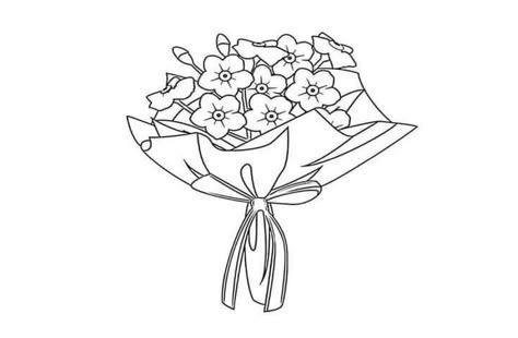 Bouquet Drawing Simple, Bouquet Outline, Rose Flowers Drawing, Sketches Abstract, Flower Pot Drawing, Graduation Flower Bouquet, Pot Drawing, Illustrations Simple, Flower Bouquet Drawing