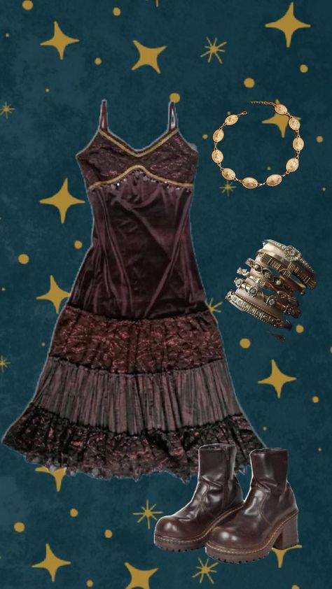 dark fit Dark Whimsical Aesthetic, Dark Hippie Outfits, Whimsigoth Fits, Whimsy Fashion, Coraline Outfit, Goth Aesthetic Outfit, Whimsi Goth, Grunge Witch, Uni Fits