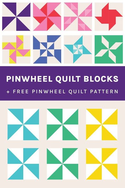 Learn all about pinwheel quilts with our free pattern and step-by-step tutorial. Learn how to create an eye-catching pinwheel quilt block, how to make a pinwheel quilt with a free pinwheel pattern! Double Pinwheel Quilt Block Free Pattern, Pin Wheel Quilt Patterns Free, Make A Pinwheel, Pinwheels Quilt, Pinwheel Tutorial, Pinwheel Quilts, Pinwheel Quilt Pattern, Bargello Quilt Patterns, Pinwheel Quilt Block