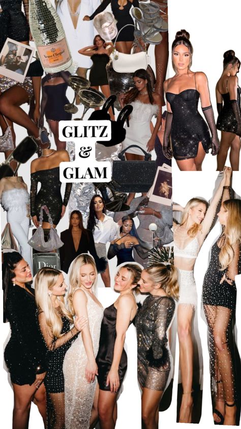 Bachelorette Party Outfit Themes, Glitz And Glamour Party, Glitz And Glam Outfit, Glam Party Outfit, Bachelorette Outfit Themes, Disco Birthday Party, Vegas Bachelorette Party, Glamour Party, Bachelorette Party Weekend