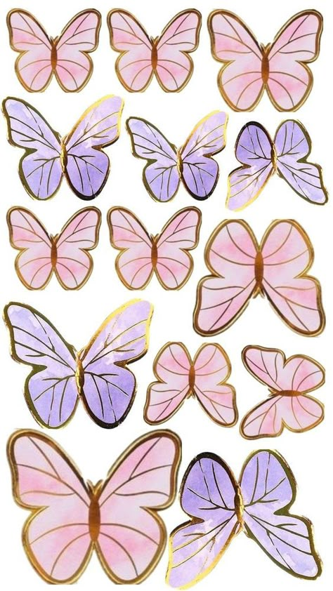 Purple Butterfly Printable, Purple Butterfly Cake, Printable Topper, Butterfly Cupcake Toppers, Diy Cake Topper Birthday, Photo Cake Topper, Butterfly Cutout, Butterfly Cupcakes, Butterfly Cake Topper