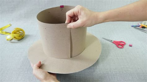 How to Make a Top Hat: 12 Steps (with Pictures) - wikiHow Funny Hats For Adults Diy, How To Make A Top Hat, How To Make A Hat Out Of Paper, Crochet Baby Sun Hat, Halloween Top Hat, Top Hat Pattern, Diy Christmas Hats, Hat Sewing, Hat Template