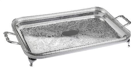 Queen Anne Small Oblong Gallery Tray Silver Plated Trays, Coffee Table Tray, Silver Trays, Metal Trays, Vanity Tray, Tray Table, Queen Anne, Butter Dish, Tray Decor