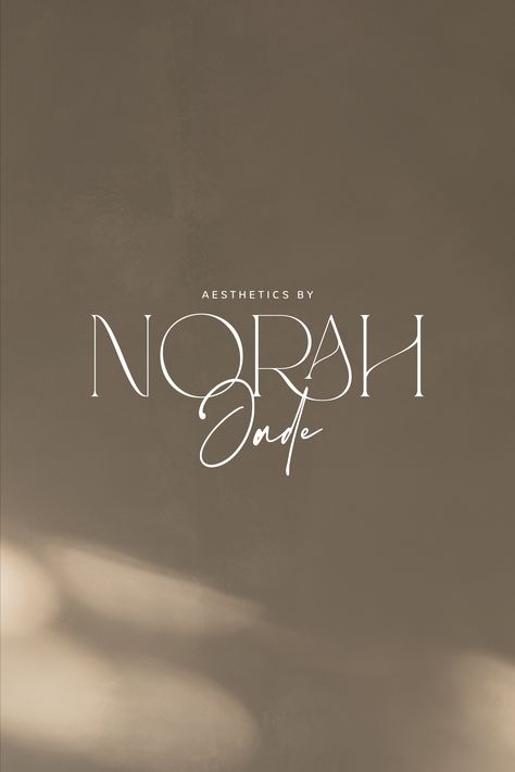 Branding for Norah Jade, a modern aesthetics clinic. Modern logo, minimal, clean, luxurious, neutral, feminine, inviting, timeless logo, timeless branding, minimal branding, clean branding, luxe branding, aesthetics branding, logo inspo, modern brand, feminine branding, branding project ideas, branding project portfolio. Beauty Boutique Logo, Canva Logo Ideas Aesthetic, Esthetician Business Logo Ideas, Aesthetic Clinic Logo Design, Fashion Brand Logo Design Ideas Creative, Classy Brand Identity, Luxury Wordmark Logo, Luxury Boho Branding, Minimal Elegant Logo