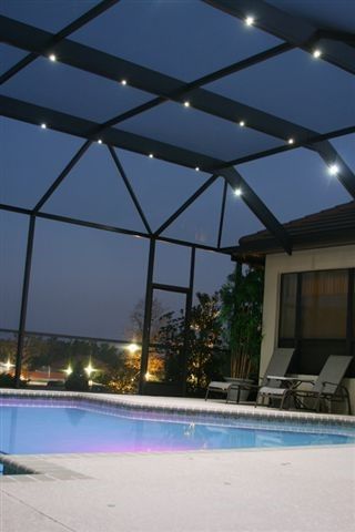 Patio lighting Screen Enclosure Lighting, Pool Enclosure Lighting, Lanai Lighting, Lanai Design, Pool Screen Enclosure, Pool Screen, Pool Cage, Screened Pool, Pool Cabanas