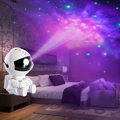 USB Astronaut Sky Projection Light Full Sky Star Atmosphere Small Night Light Astronaut Laser Nebula Light For Home Decor Living Room, Halloween, Christmas, Wedding Decor, Desk Accessories, For Camping, Party, Perfect Gift For Birthday Christmas Astronaut Projector, Tiktok Products, Starry Night Light, Fantasy Bedroom, Galaxy Projector, Plant Lights, Star Projector, Universe Galaxy, Viria