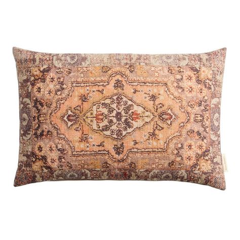 Coral Cotton Slub Floral Rug Print Lumbar Pillow by World Market World Market Lumbar Pillow, Lumbar Pillow On Couch, Pillow On Couch, Cabin Room, Rug Print, Lumbar Pillows, The Coral, World Market, Floral Rug