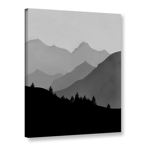 Mountain I by Amy Cummings Painting Print on Gallery Wrapped Canvas Purple Canvas, White Landscape, Grey Painting, Black And White Landscape, Interior Painting, Mountain Paintings, Beginner Painting, Benjamin Moore, Easy Paintings