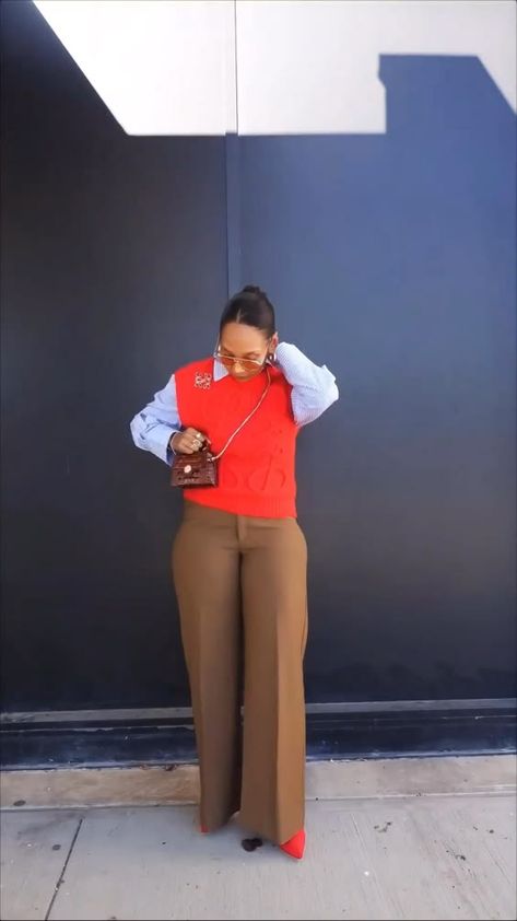 Business Casual Outfits For High School, Interview Attire Black Women, Shirt And Wide Leg Pants Outfit, Work Looks For Women Casual, Female Suit Outfit With Skirt, Red Church Outfit Black Women, Networking Event Outfit Black Woman, Outfits For Guest At Graduation, First Day Of Fall Outfit For Work