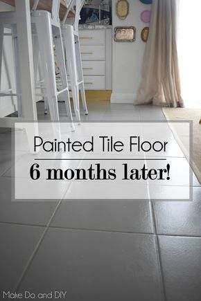 painted tile floor update-six months later Can You Paint Tile, Painted Kitchen Floors, Painting Ceramic Tile Floor, Painted Tile Floor, Painting Over Tiles, Painted Bathroom Floors, Painting Bathroom Tiles, Tile Floor Diy, Paint Tile