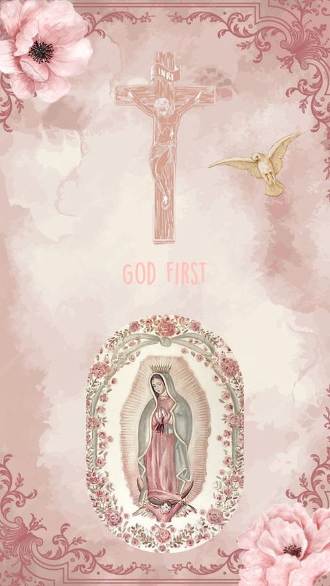 Love Jesus. God first. And bless you all. This one has both Jesus on the cross and the Virgin Mary. And The Holy Spirit on the side. ✝️🎀🤍 Mother Mary Wallpaper, Mexico Wallpaper, Christian Iphone Wallpaper, Catholic Wallpaper, Virgin Mary Art, Mexican Culture Art, Christian Quotes Wallpaper, Cross Wallpaper, Christian Backgrounds