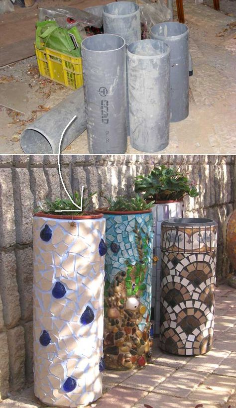 Diy Mosaic Garden, Pvc Pipe Projects, Pvc Projects, Herb Garden Design, Garden Design Layout, Pvc Tube, Modern Garden Design, Diy Yard, Mosaic Garden