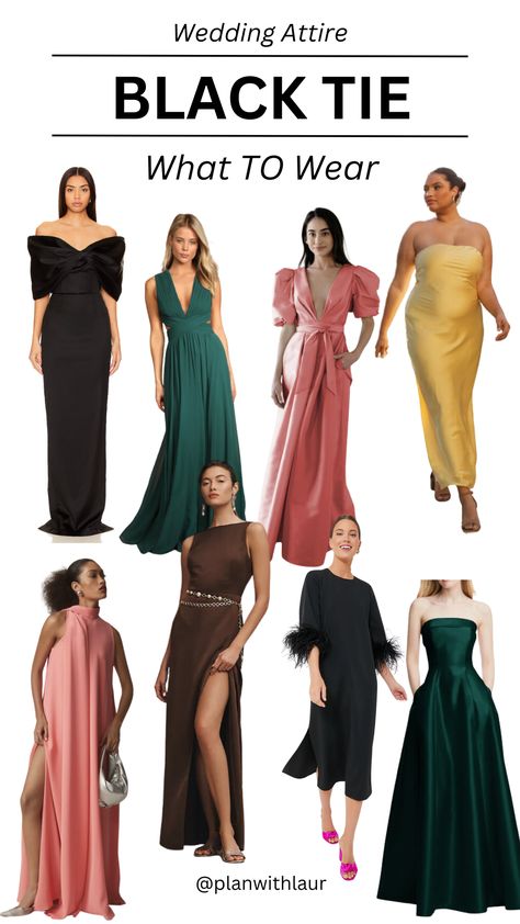 what to wear as a guest to a black tie attire wedding #blacktieweddingguestdress #weddingguestdresses #weddingguestoutfit #greenscreen Black Tie Attire For Women Wedding Summer, What Is Black Tie Attire, Champagne Black Tie Dress, Black Tie Dresscode, October Black Tie Wedding Guest, Dress For Black Tie Wedding Guest, Black Tie Wedding Dress Code, Creative Black Tie For Women, Black Tie Wedding Outfit