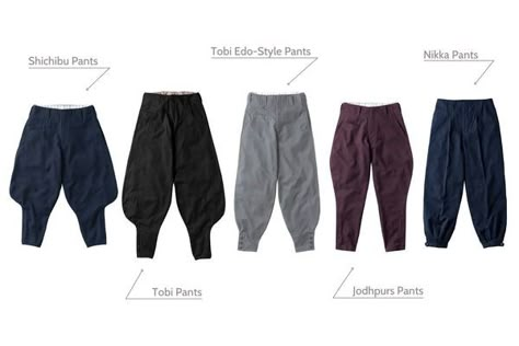 Mens Types Of Fashion, Types Of Pants Names, Type Of Pants For Mens, Men Fashion Japanese, Japanese Streetwear Pants, Tobi Pants Outfit, Types Of Pants Men, Japanese Pants Men, Japanese Style Pants