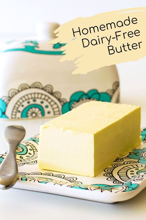 Homemade Dairy-Free Butter Alternative that's Just Like Store Bought. Great for Cooking, Spreading, and Baking - even cookies! Plant-based, gluten-free, soy-free, allergy-friendly. Best Dairy Free Butter, Diy Dairy Free Yogurt, Homemade Dairy Free Butter, Dairy Free Butter Recipe, Milk Free Recipes, Peanut Free Desserts, Dairy Free Deserts, Dairy Free Butter, Kitchen Magick