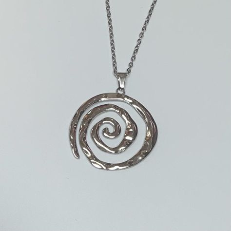 * Spiral Necklace, Spiral large charm/Swirl Necklace, Beautiful Handmade Spiral charm With Waxed Cord, Anniversary/Valentine/Birthday gift, Gift for Her * Size:  Necklace: 45cm and 2mm thickness  Pendant: 4.2cm * Material: Stainless steel  * Sprial more designs are available. Buy any 3 or more items and get 10% Discount  * Please Note: The Buyer is responsible for any return postage costs * Items are posted by Royal Mail ( Free Shipping ) * All Artificial Jewellery is suggested to be kept out of Cool Jewelry Necklaces, Swirly Jewelry, Spiral Clothes, Handmade Necklace Designs, Sliver Necklace, Swirl Necklace, Spiral Jewelry, Jewelry Making Classes, Spiral Necklace