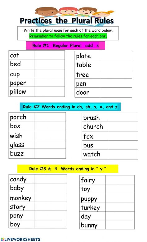 Plurals interactive and downloadable worksheet. You can do the exercises online or download the worksheet as pdf. Plural S Worksheet, Singular Plural Worksheets For Grade 2, English Plurals Worksheets, Singular To Plural Worksheet, Singular Plural Worksheets Kindergarten, Singular Plural Worksheets For Class 2, Plural Singular Worksheet, Plural Forms Worksheet, Singular Plural Worksheets For Grade 1