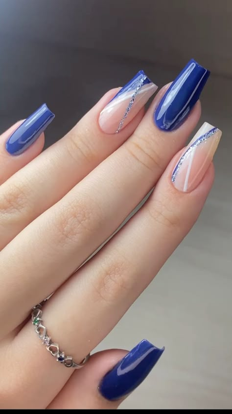 Blue Acrylic Nails, White Nail, Fancy Nails, Pretty Acrylic Nails, Best Acrylic Nails, Long Acrylic Nails, Cute Acrylic Nails, Acrylic Nail Designs, Blue Nails