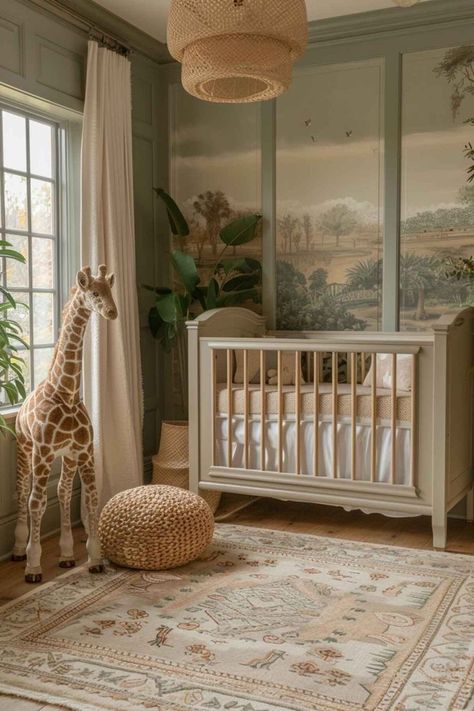 Best Nursery Themes, Jungle Boho Nursery, Childs Room Aesthetic, Jungle Theme Nursery Girl, Safari Nursery Furniture, Nursery Master Room Combo, Baby Nursery Animals Theme, Animal-themed Nursery Ideas, French Nursery Room Inspiration