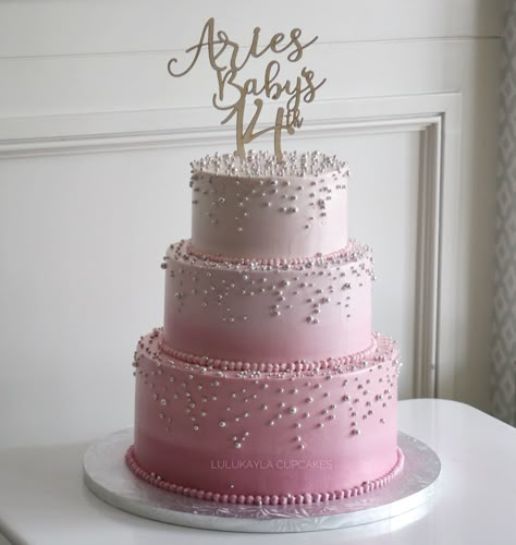 Three Tier Pink Birthday Cake, 3 Layer Pink Cake, 3 Step Cake Design, Pink 2 Tier Birthday Cake, Pink Sparkly Birthday Cake, Sparkly Cake Birthday, 3 Tier Pink Cake, Birthday Cakes 3 Tier, Birthday Cake Double Layer