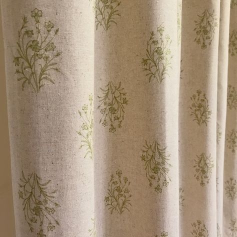 Modern Vintage Olive Green Floral Pattern Washed Linen Cotton Curtain Natural Beige Background Drapery Panel 53 Width Various Custom Lengths - Etsy Den Curtains, Olive Green Curtains, Measuring Curtains, Sage Green Floral, Living Vintage, Green Floral Pattern, Country Curtains, Vintage Curtains, Green Curtains