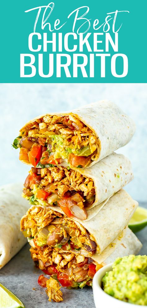 Pulled Chicken Burrito Recipe, Chicken Burrito Recipe, Homemade Burritos, Burrito Recipe Chicken, Pulled Chicken Recipes, Burrito Recipe, Sauteed Peppers, Chicken Burrito, Burritos Recipe