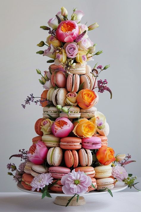 how to  get views in blog Flower Tower Ideas, Macaroon Tower, Macaron Tower, Passion Flowers, I Love Flowers, Deco Champetre, Flower Tower, Shower Food, Birthday Dinners