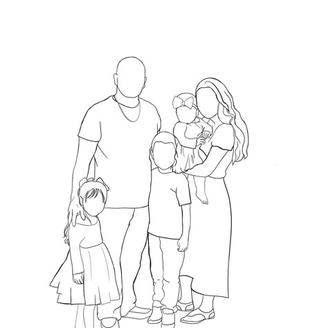 This is my little family line art :) Art by Kennia Family Line Art Drawings, How To Draw A Family, Ideal Family Drawing, Family Line Tattoo, Family Of 5 Drawing, Family Of 3 Drawing, Family Sketch Illustration, Family Outline Drawing, Family Of 4 Drawing