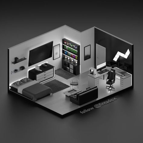 Practical Bed, Gaming Essentials, Gaming Bedroom, Gamer Bedroom, Small Game Rooms, Gaming Area, Cozy Gaming, Cool Room Designs, Computer Gaming Room