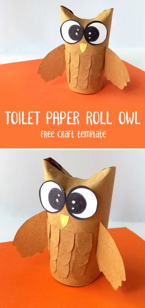 Toilet Paper Roll Owl with a Free Template Owl Toilet Paper Roll Craft, Toilet Paper Roll Owl, Toilet Paper Animals, Fall Toilet Paper Roll Crafts, Toilet Roll Crafts For Kids, Toilet Paper Roll Animals, Free Craft Templates, Telling Time Activities, Owl Diy