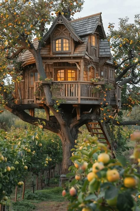 Fantasy Treehouse, Cabin Sunset, Beautiful Tree Houses, Ultimate Backyard, Eco Homes, Redesign Ideas, Organic Structure, Cool Tree Houses, Tree House Designs