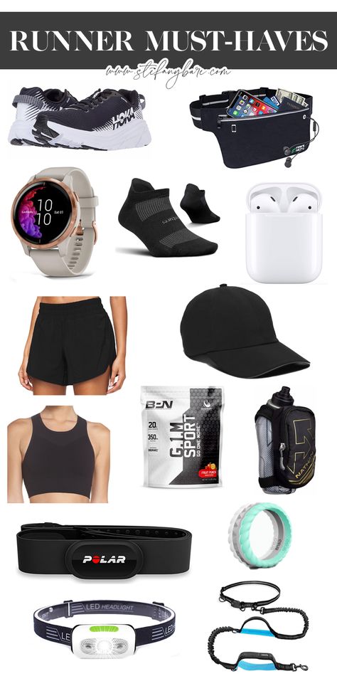 Running Must-Haves - Stefany Bare Blog Sports Must Haves, Amazon Running Essentials, Running Bag Essentials, Best Running Clothes For Women, Running Equipment Woman, Marathon Running Outfits For Women, Running Accessories For Women, Running Must Haves, Womens Running Outfits