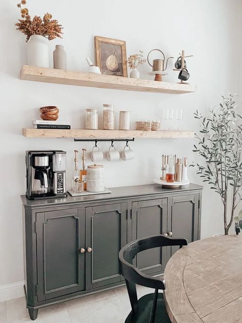 Coffee Bar Ideas: How to Create the Perfect Coffee Bar Station - Diana Colibri Coffee Area In Dining Room, Coffee Buffet, Coffee Bar Ideas Kitchen, Coffee Bar Ideas Kitchen Counter, Kitchen Coffee Bar, Coffee Station Kitchen, Coffee Bar Station, Coffee Bar Ideas, Coffee Bar Design