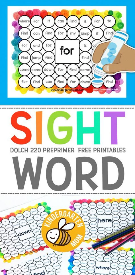 Bingo Dotter Activities, Sight Words Word Search Free Printable, Free Sight Word Printables, Sight Word Printables, Kindergarten Architecture, Pre Primer Sight Words, Preschool Sight Words, Sight Word Fun, Bingo Dauber