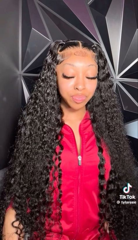 Deepwave Wig Hairstyles For Black Women, Wig Hairstyles Curly, Deep Wave Wig Hairstyles, Curly Wig Hairstyles Black Women, Wigs Hairstyles, Sleek Ponytail Hairstyles, Frontal Wig Hairstyles, Lace Fronts, Birthday Hairstyles