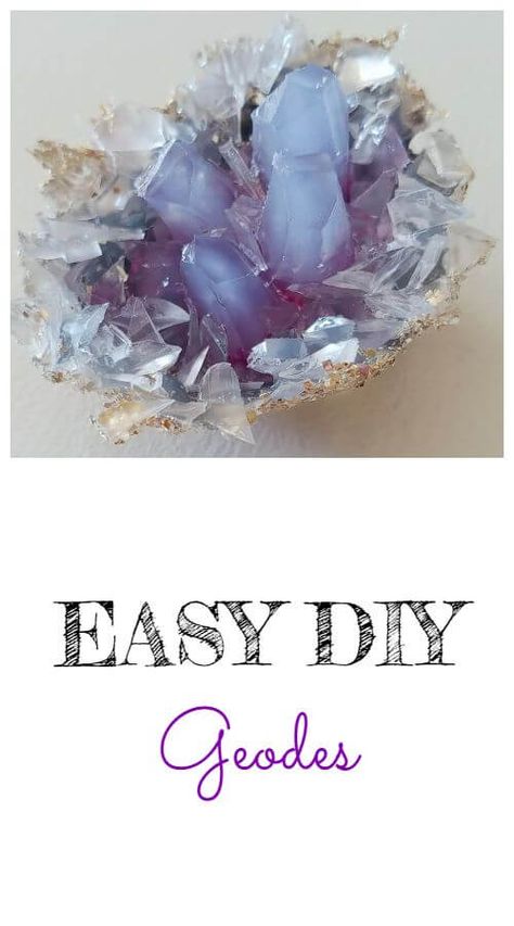 How To Grow Geodes, Diy Faux Crystals, Geode Diy Projects, How To Grow Crystals Diy, Borax Seashells, Diy Crystals Without Borax How To Make, Geode Pumpkin Diy, How To Make Gems, Crystal Geode Decor