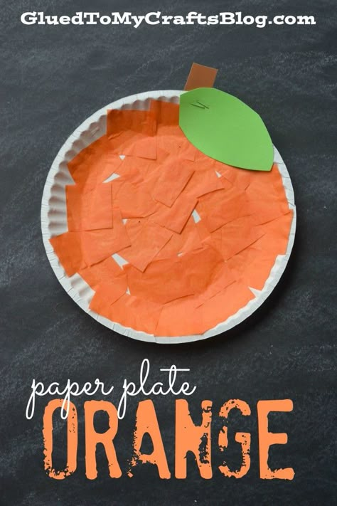 Paper Plate Orange - Kid Craft Orange Fruit Craft, Fruit Craft Ideas, Pumpkin Art Project, Pumpkin Centers, Vegetable Crafts, Orange Craft, Fruit Crafts, October Activities, Paper Plate Crafts For Kids