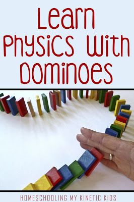 Learn Physics with Dominoes // Homeschooling My Kinetic Kids // Sneak in some awesome STEM learning with a set of dominoes junior colorful and irresistible tiles and dinosaurs. Explore the laws of motion and see some other great chain reaction toys. Domino Chain Reaction, Learning Physics, Physics Quotes, Newton's Laws, Elementary Stem, Physics Projects, Laws Of Motion, Physics High School, Physics Memes