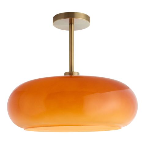 Round Milky Amber Glass Semi Flush Mount Ceiling Light - World Market Small Craftsman House, Glass Kitchen Lights, Vintage Ceiling Light Fixtures, Small Craftsman, Entry Lighting, Dome Ceiling, Light Fixtures Flush Mount, Semi Flush Mount Lighting, Glass Kitchen