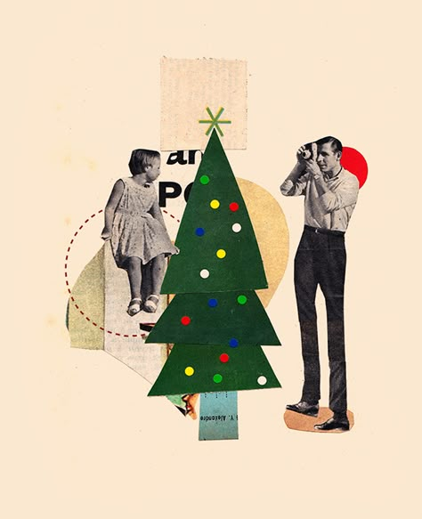 Collages (December 2014 / January 2015) on Behance Christmas Card Collage, Card Collage, Christmas Graphic Design, Holiday Cards Handmade, Collage Diy, Christmas Collage, Paper Collage Art, Handmade Collage, Christmas Card Art