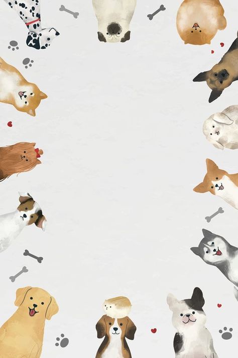 Animal background psd with cute | Free PSD Illustration - rawpixel Iphone Wallpaper Dog, Animals Doodle, Dog Wallpaper Iphone, Paw Wallpaper, Dog Background, Cute Dog Wallpaper, Wallpaper Dog, Dog Frames, Cat Frame