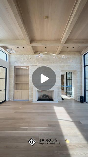 Doro's Unique Flooring on Instagram: "This living space is already looking divine! 🤌 We love how our beams and European white oak floors give this living room so much depth and character. Who else is excited to see @emilygilbertdesigns’ final touches to this room? 😍 #DorosFlooring  Designer: @emilygilbertdesigns Builder: @localbuildingcompany  Architect: Distinctive Dwellings" White Oak Floors Living Room, Oak Floor Living Room, European White Oak Floors, House Fireplace, Custom Home Ideas, Elegant Entryway, White Oak Floors, Fernandina Beach, Unique Flooring