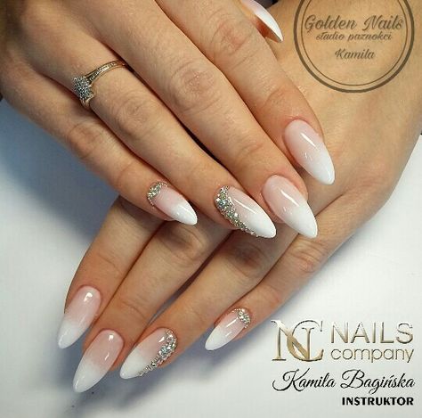 Wedding Nails For Bride Ballerina, White Bride Nails, Nikkah Nails, Bride Nails Wedding Elegant, Bridal Nails French Tip, Bridal Nails French, Cheetah Nail Art, Almond Nails Pink, Bridal Nails Designs