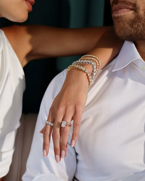 More is more. Get a double dose of designer lab diamonds with Elle. #jeandousset Diamond Jewellery Photoshoot, September Photoshoot, Jewellery Photography Inspiration, Jewelry Product Shots, Jewellery Photography, Cartier Panthere, Jewelry Photoshoot, Dope Jewelry, Couple Jewelry