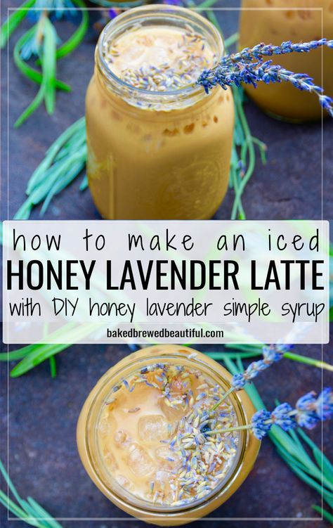 Lavender Drinks Coffee, Honey Lavender Coffee, Iced Lavender Oat Milk Latte, Honey Lavender Latte Recipe, Lavender Oat Milk Latte Starbucks, Spring Iced Coffee, Lavender Oat Milk Latte, Lavender Honey Syrup, Lavender Coffee Syrup