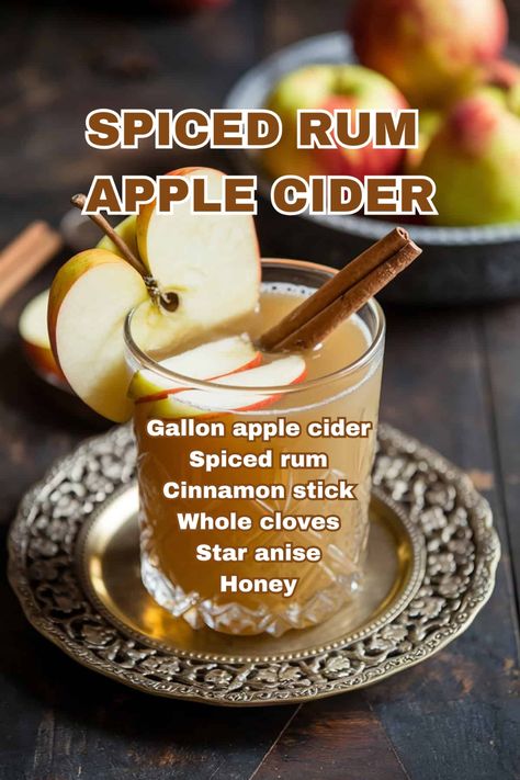 A warm mug of Spiced Rum Apple Cider with a cinnamon stick garnish, surrounded by fresh apples and fall decorations. Captain Morgan Apple Cider, Spiced Rum Apple Cider, Rum Apple Cider, Autumn Beverages, Spiced Rum Drinks, Cider Punch, Bourbon Apple Cider, Apple Cider Punch, Christmas Journals